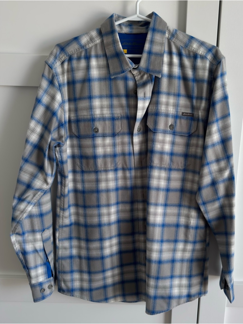Eddie Bauer Blue and Gray Plaid Shirt